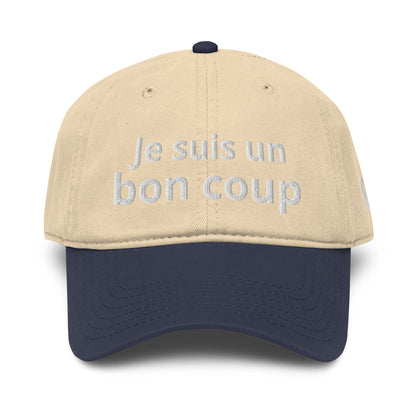 Casquette Baseball, brodée « Je suis un bon coup », en Bleu Marine, vue de face, image 20
