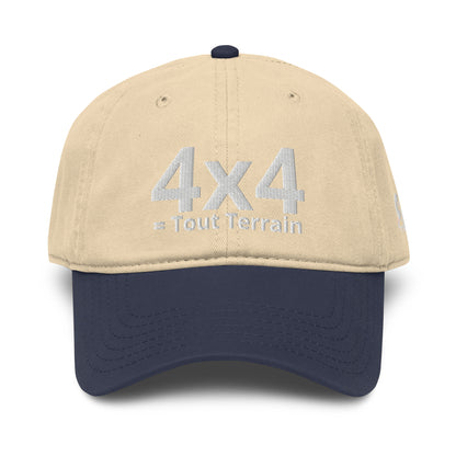 Casquette Baseball, brodée « 4x4 = Tout Terrain », en Bleu Marine, vue de face, image 20