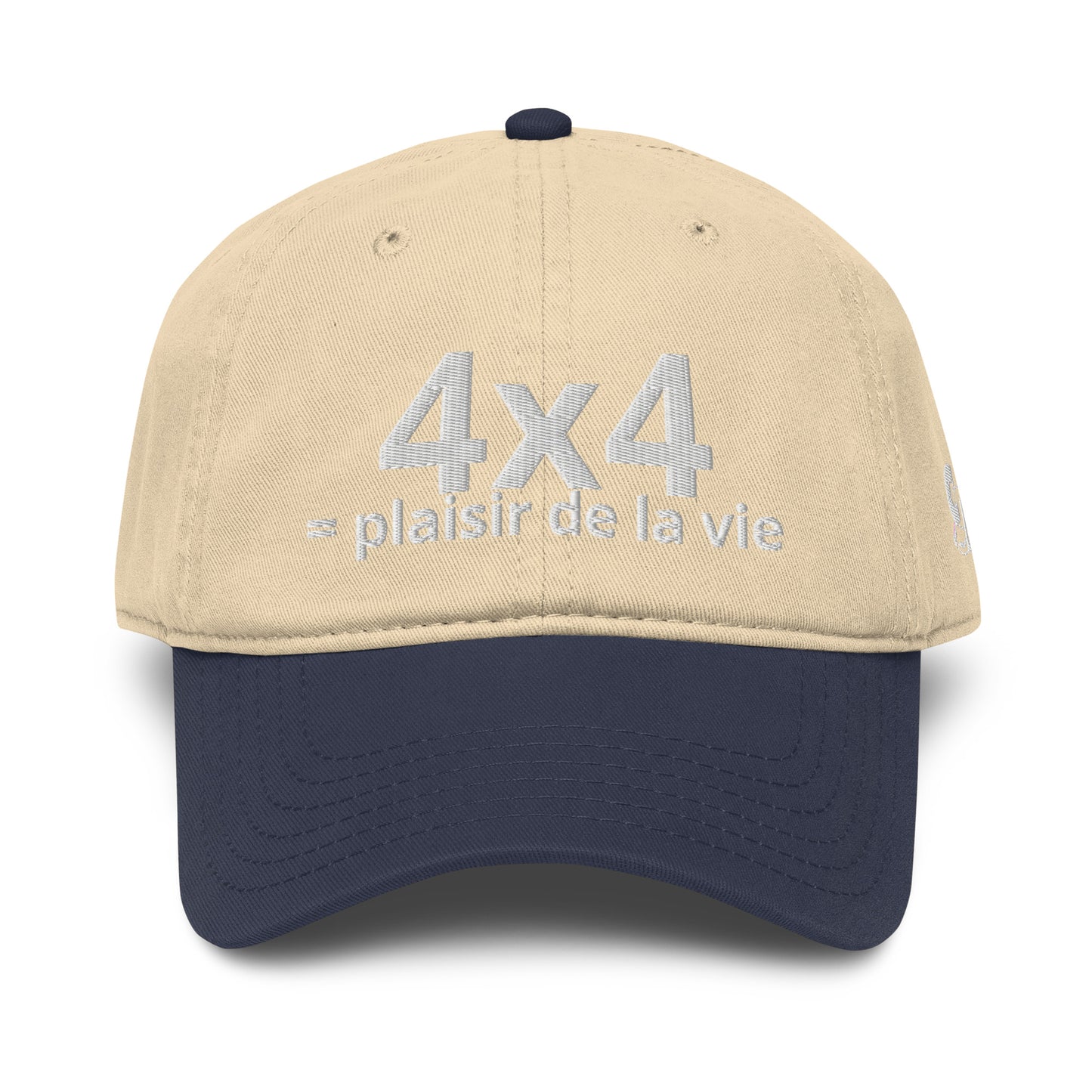 Casquette Baseball, brodée « 4x4 = plaisir de la vie », en Bleu Marine, vue de face, image 20