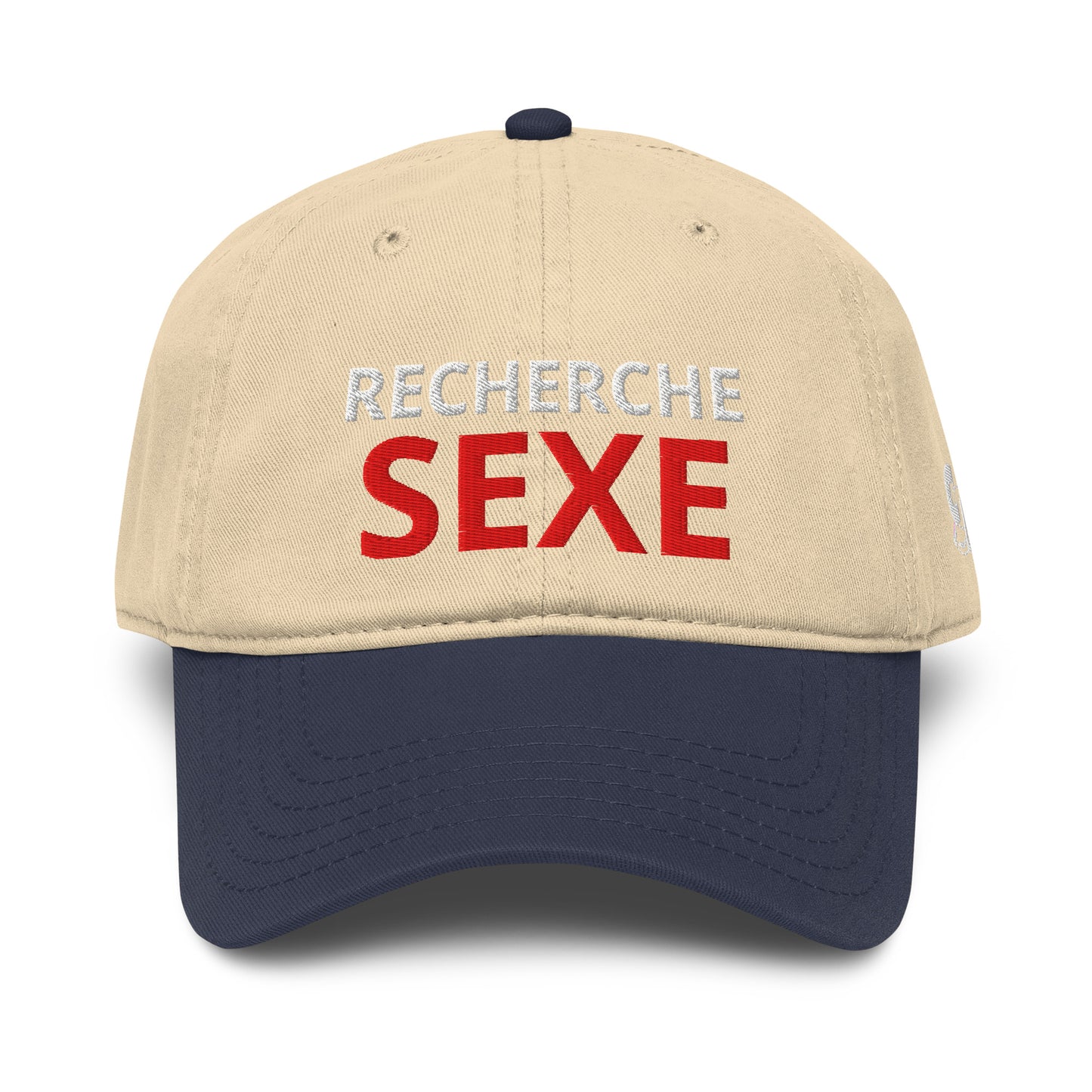 Casquette Baseball, brodée « Recherche SEXE », en Bleu Marine, vue de face, image 20