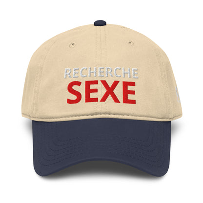 Casquette Baseball, brodée « Recherche SEXE », en Bleu Marine, vue de face, image 20