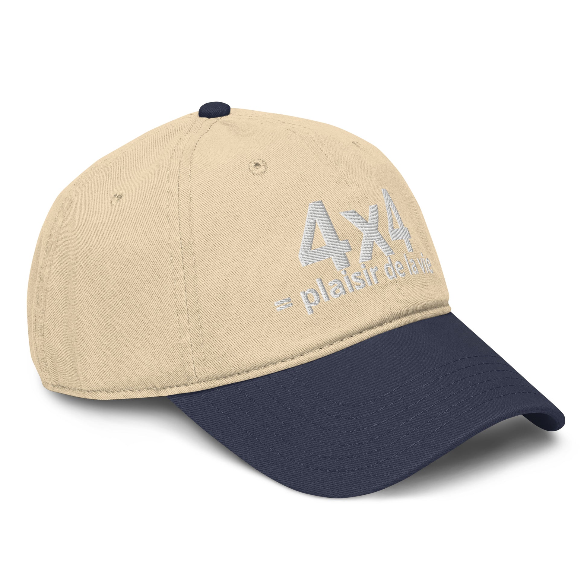 Casquette Baseball, brodée « 4x4 = plaisir de la vie », en Bleu Marine, vue de trois quarts, image 22