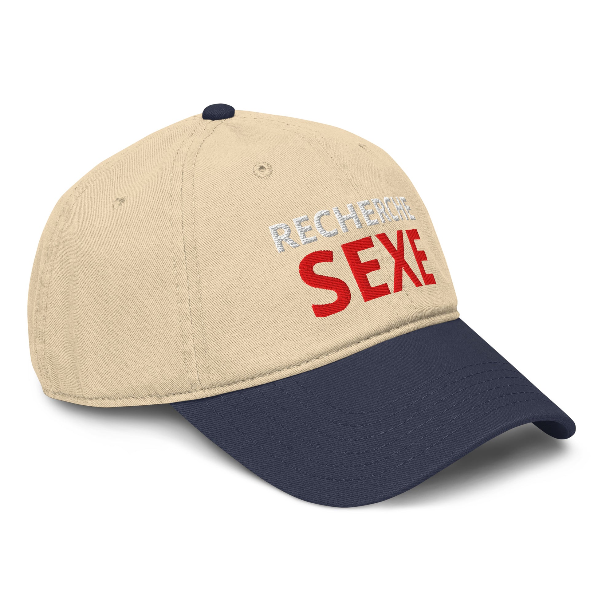 Casquette Baseball, brodée « Recherche SEXE », en Bleu Marine, vue de trois quarts, image 22