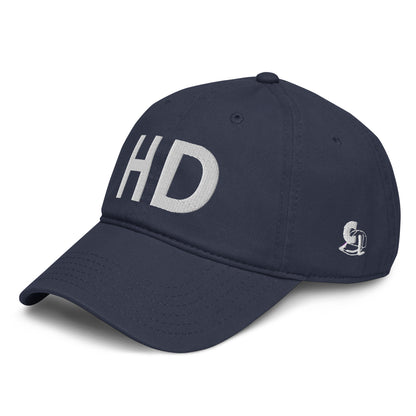Casquette Baseball, brodée « HD », en Bleu Marine, vue de trois quarts, image 4
