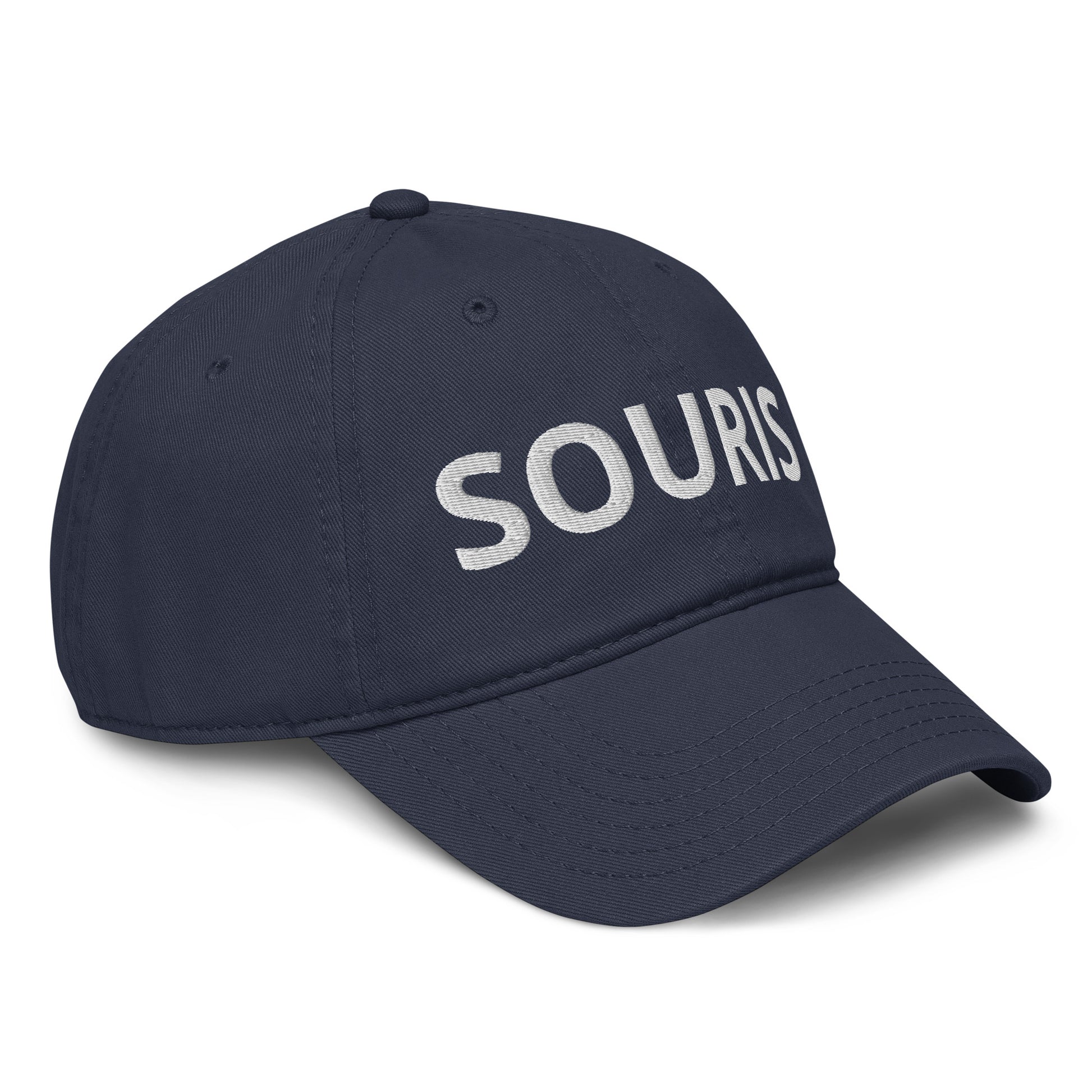 Casquette Baseball, brodée « Souris », en Bleu Marine, vue de trois quarts, image 12