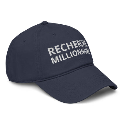 Casquette Baseball, brodée « Recherche Millionnaire », en Bleu Marine, vue de trois quarts, image 12
