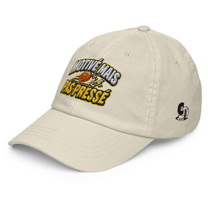 Casquette Baseball, brodée « Motivé mais pas pressé », en Beige, vue de trois quarts, image 11