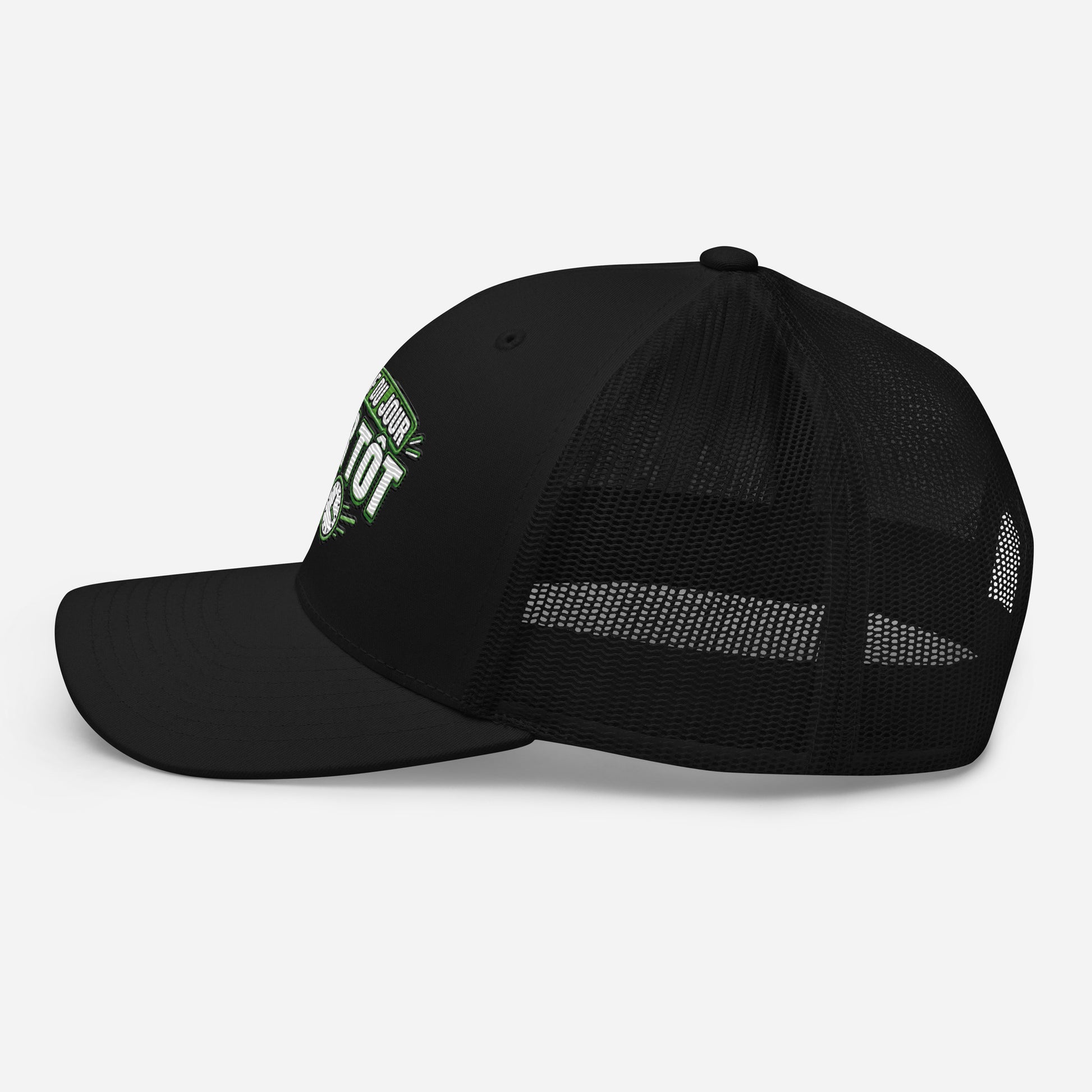 Casquette Trucker, brodée « Objectif du jour, finir tôt », en Noir, image 4