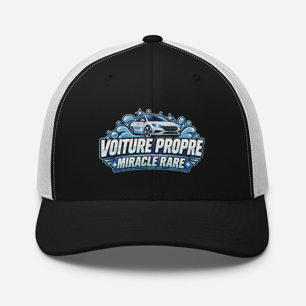 Casquette Trucker, brodée « Voiture propre, miracle rare », en Noir, vue de face, image 9