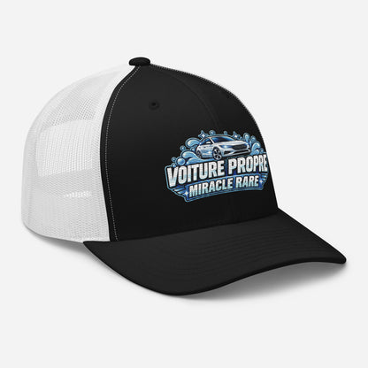 Casquette Trucker, brodée « Voiture propre, miracle rare », en Noir, vue de trois quarts, image 13