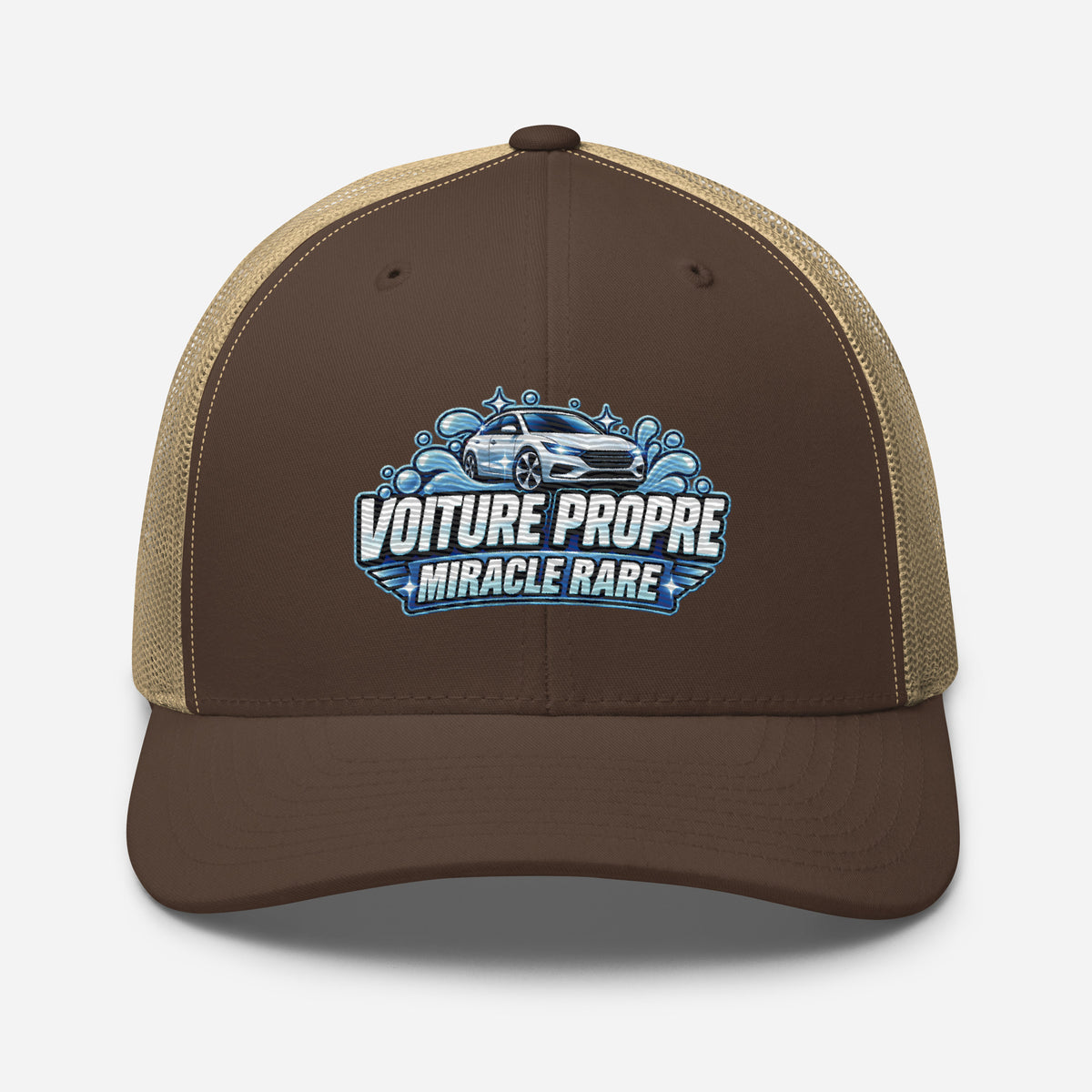 Casquette Trucker, brodée « Voiture propre, miracle rare », en Kaki, vue de face, image 45