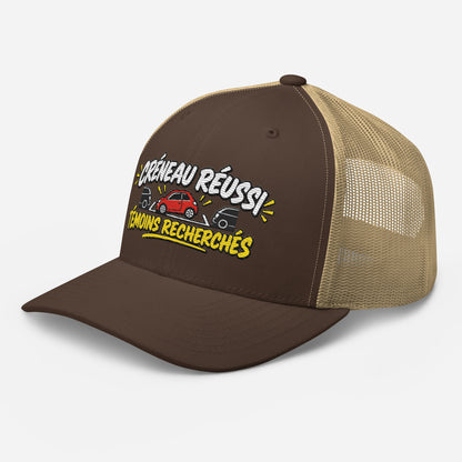 Casquette Trucker, brodée « Créneau réussi, Témoins recherchés », en Kaki, vue de trois quarts, image 47