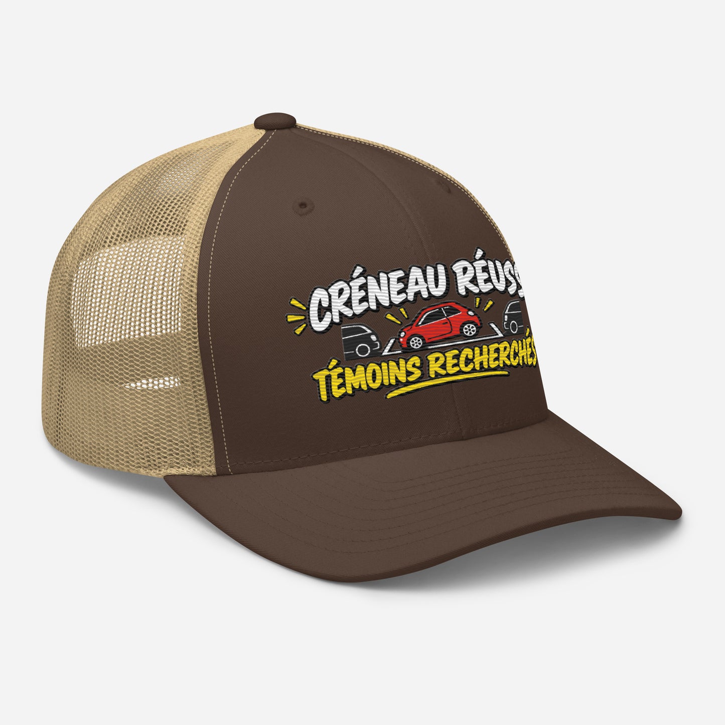 Casquette Trucker, brodée « Créneau réussi, Témoins recherchés », en Kaki, vue de trois quarts, image 49