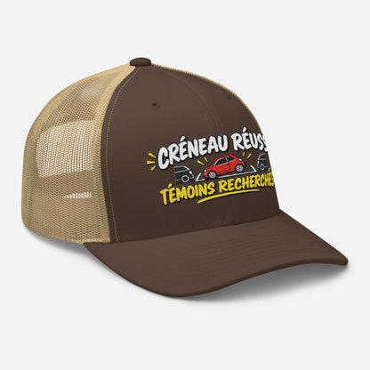 Casquette Trucker, brodée « Créneau réussi, Témoins recherchés », en Kaki, vue de trois quarts, image 49