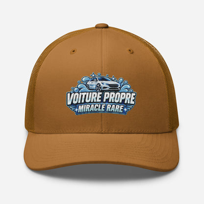 Casquette Trucker, brodée « Voiture propre, miracle rare », en Caramel, vue de face, image 62