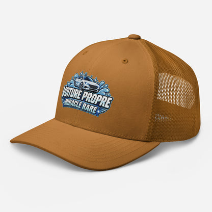 Casquette Trucker, brodée « Voiture propre, miracle rare », en Caramel, vue de trois quarts, image 65