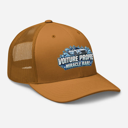 Casquette Trucker, brodée « Voiture propre, miracle rare », en Caramel, vue de trois quarts, image 67