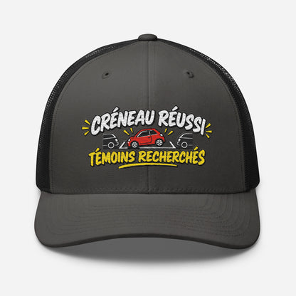 Casquette Trucker, brodée « Créneau réussi, Témoins recherchés », en Noir, vue de face, image 27
