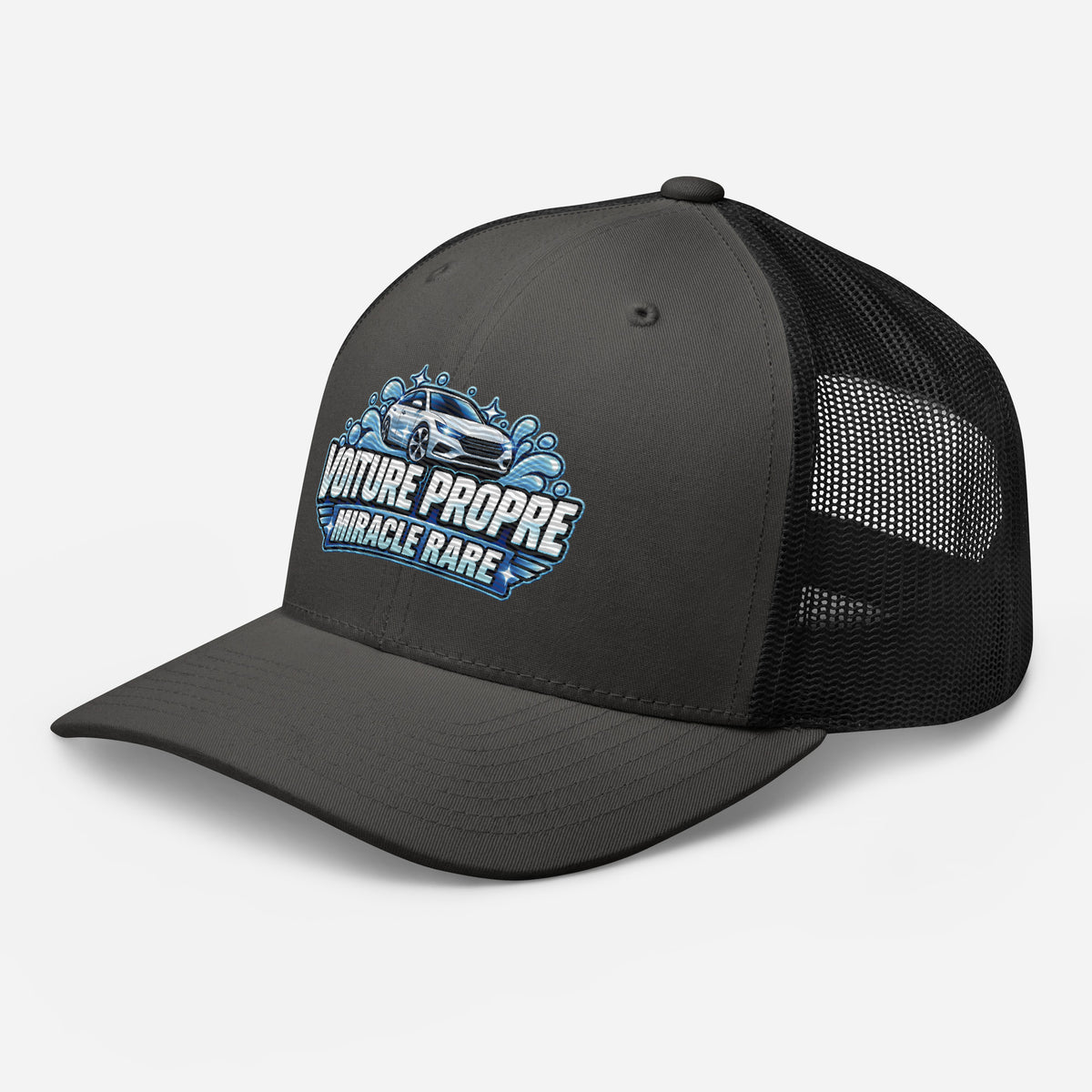Casquette Trucker, brodée « Voiture propre, miracle rare », en Noir, vue de trois quarts, image 29