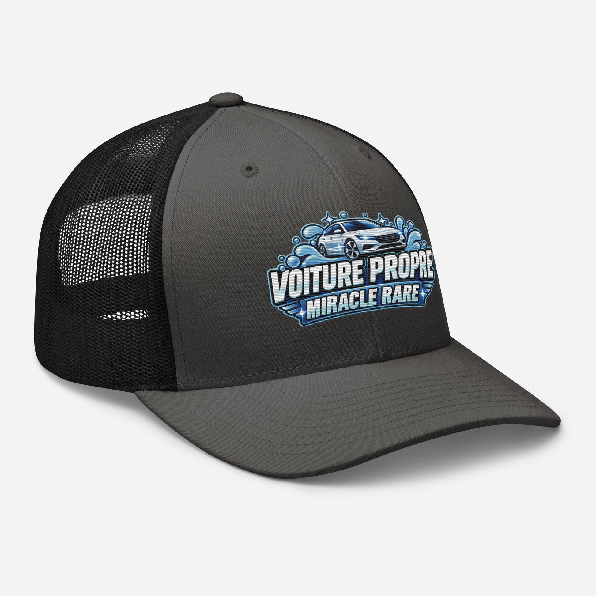 Casquette Trucker, brodée « Voiture propre, miracle rare », en Noir, vue de trois quarts, image 31