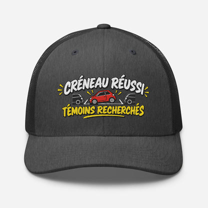 Casquette Trucker, brodée « Créneau réussi, Témoins recherchés », en Dark Heather Gray, vue de face, image 50