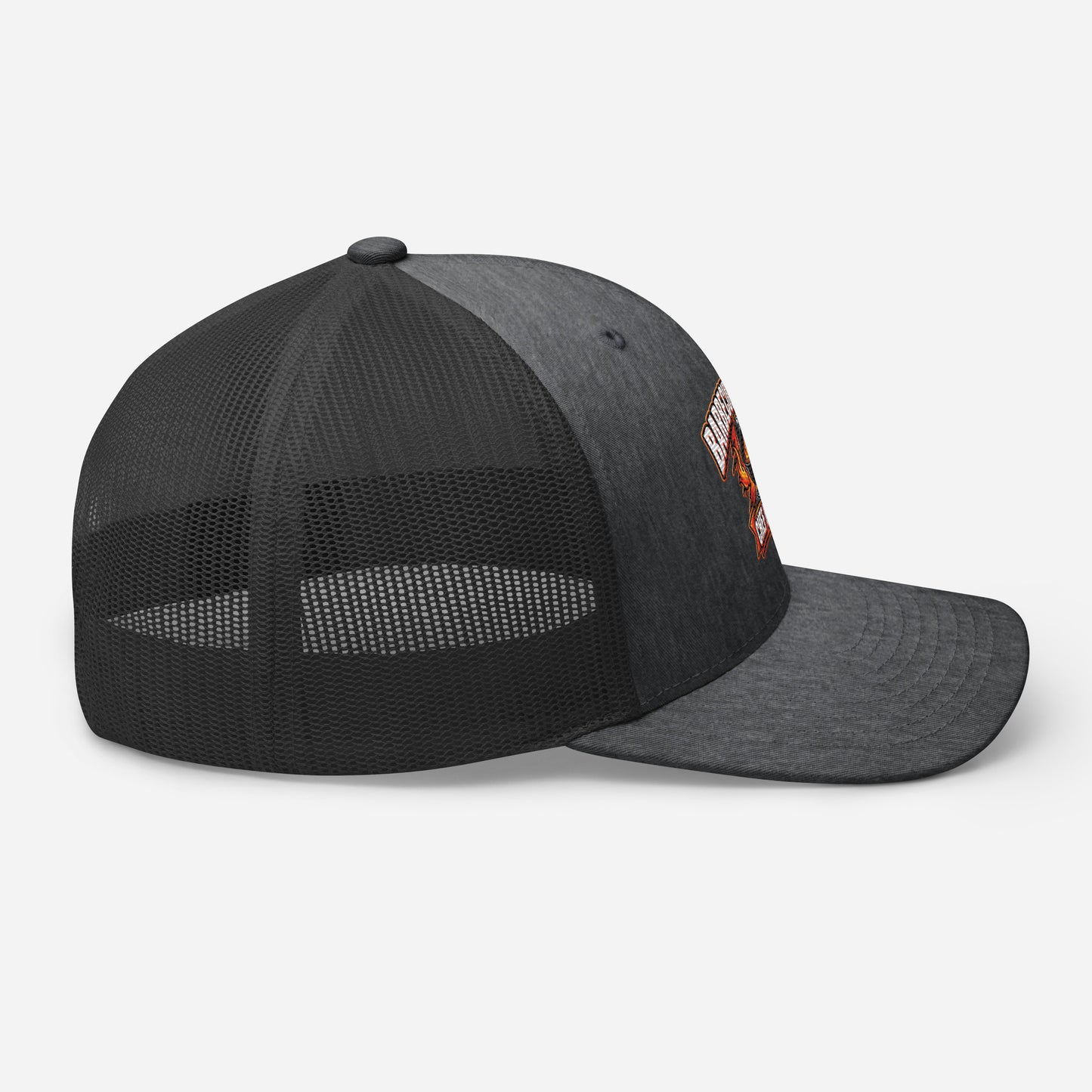 Casquette Trucker, brodée « Barbecue chaud, chef heureux », en Dark Heather Gray, image 54