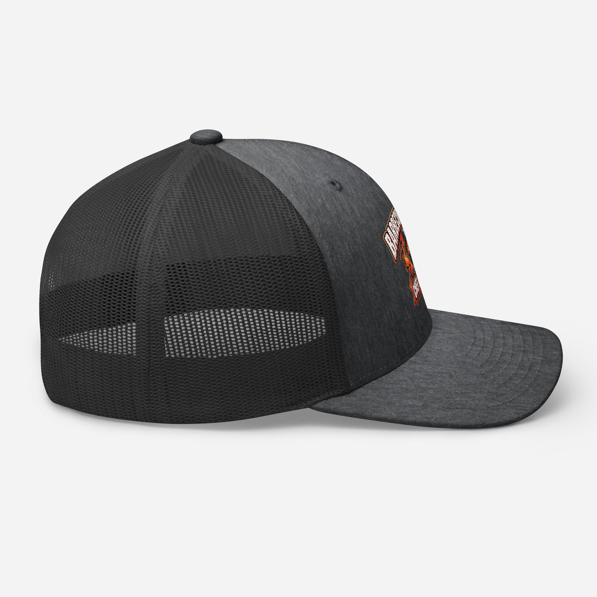Casquette Trucker, brodée « Barbecue chaud, chef heureux », en Dark Heather Gray, image 54