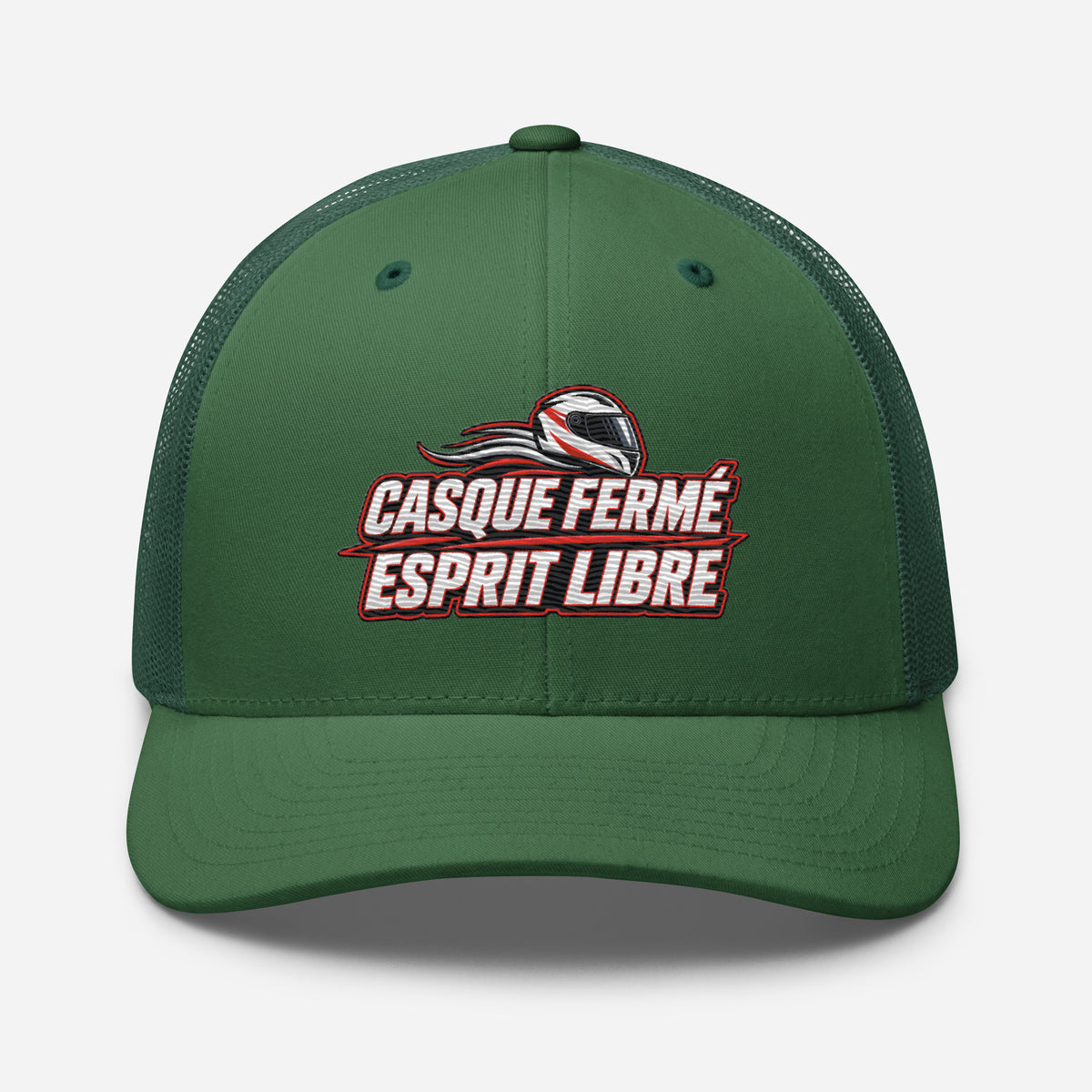 Casquette Trucker, brodée « Casque fermé, esprit libre », vue de face, image 55