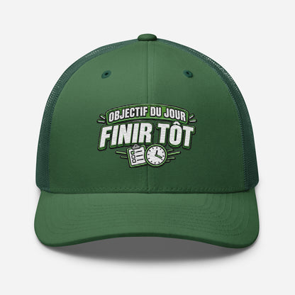 Casquette Trucker, brodée « Objectif du jour, finir tôt », vue de face, image 55