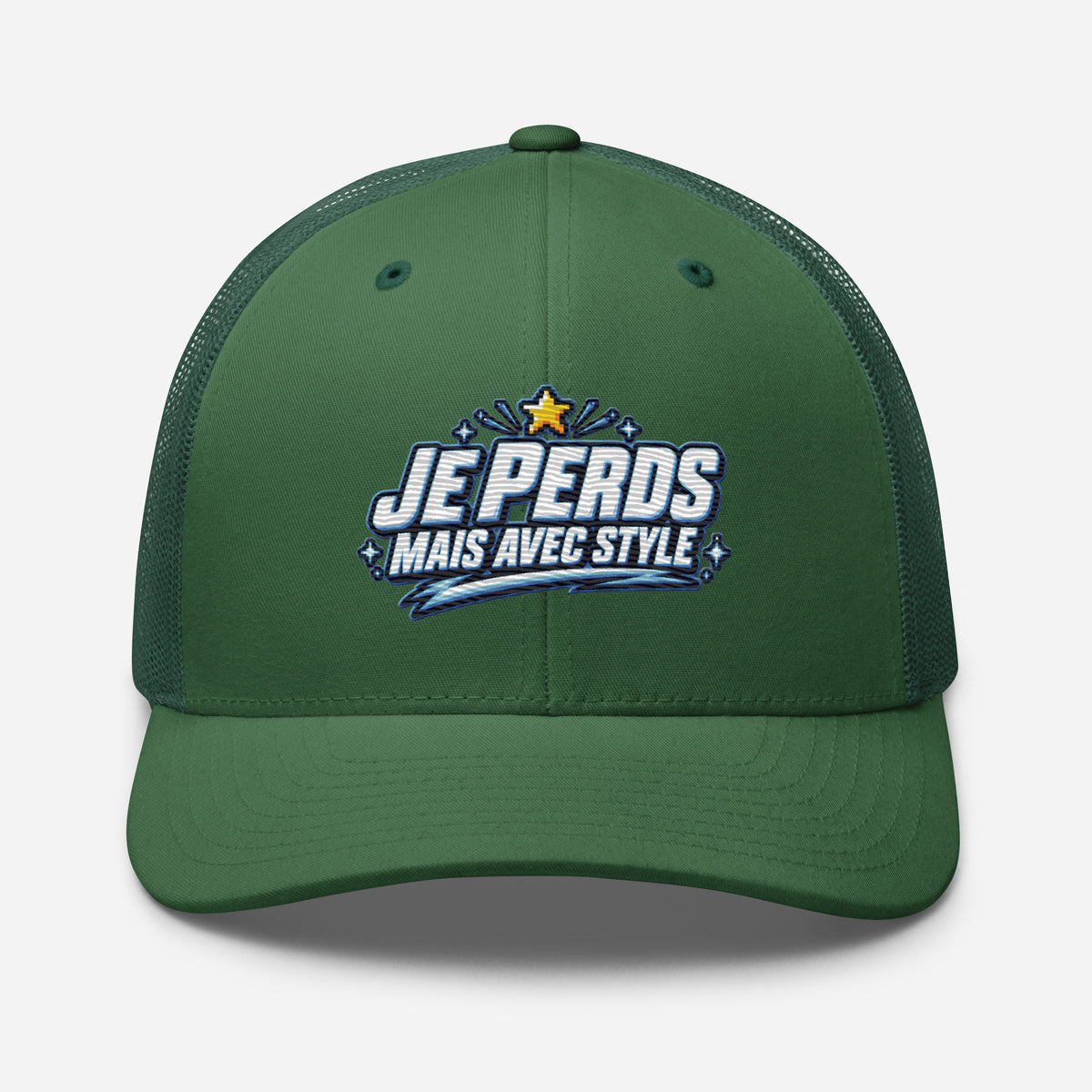 Casquette Trucker, brodée « Je perds mais avec style », vue de face, image 55