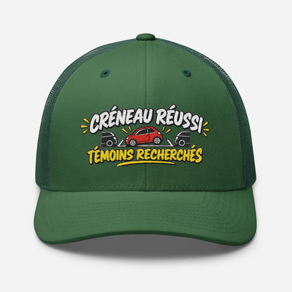 Casquette Trucker, brodée « Créneau réussi, Témoins recherchés », vue de face, image 56