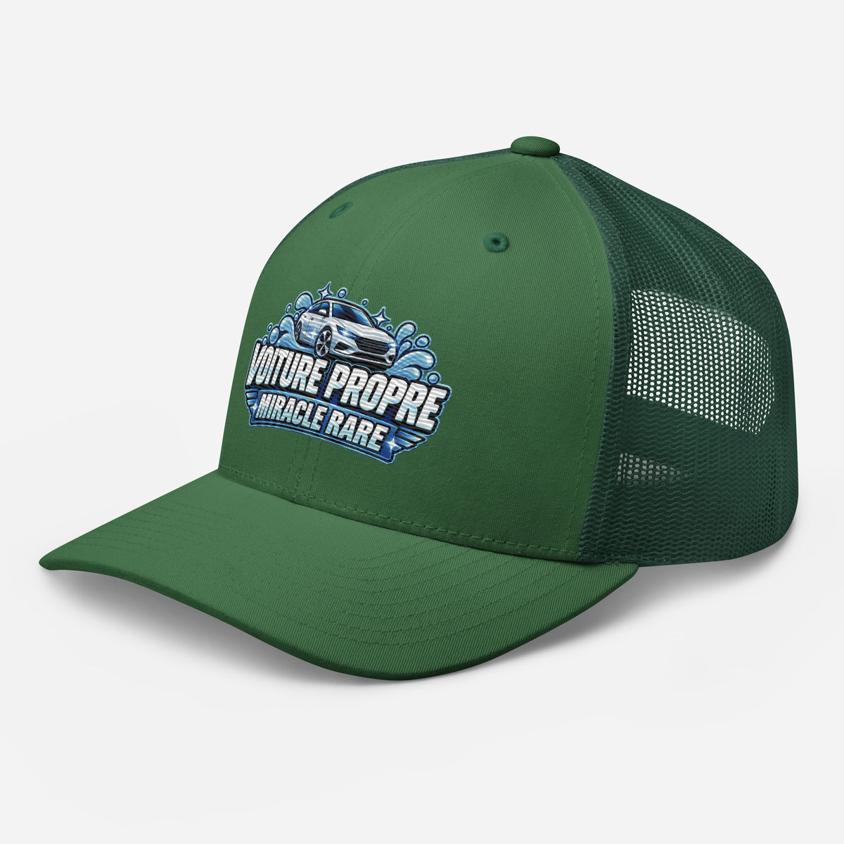 Casquette Trucker, brodée « Voiture propre, miracle rare », vue de trois quarts, image 59