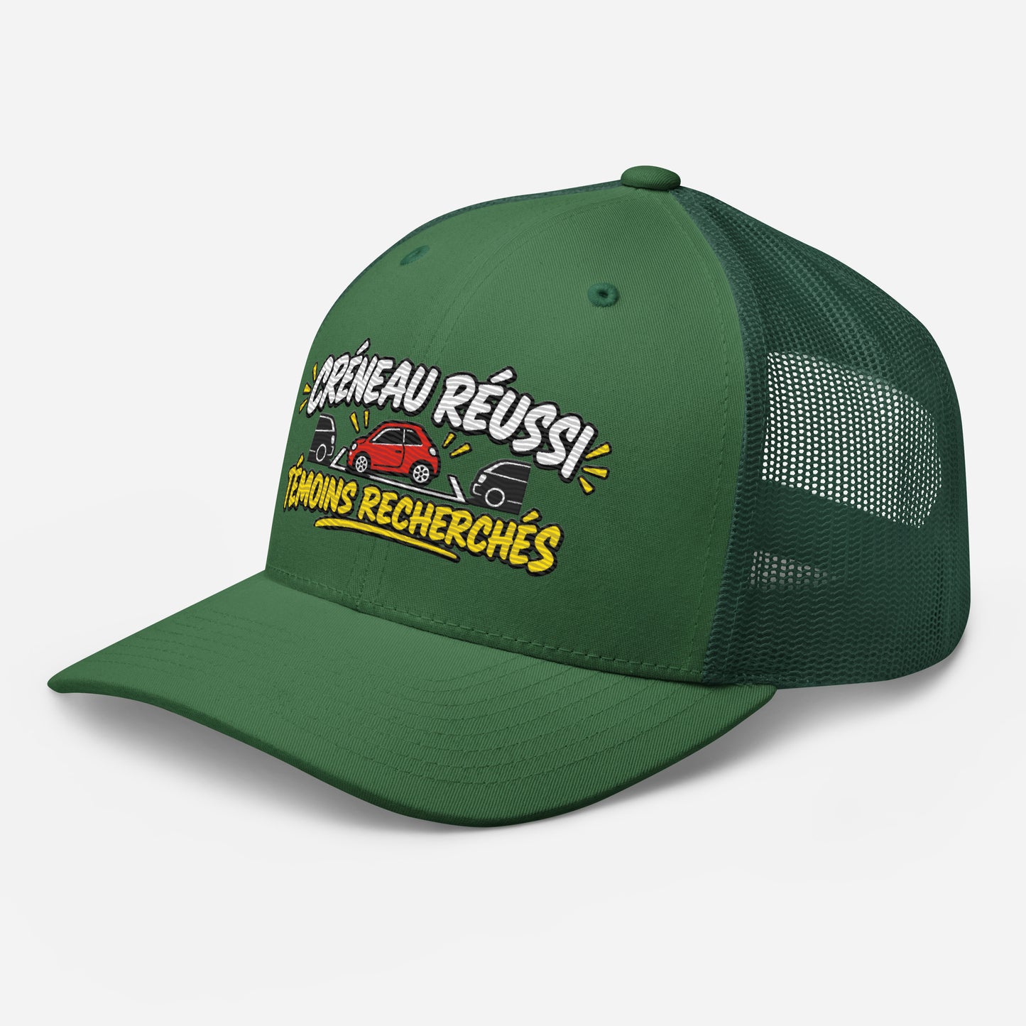 Casquette Trucker, brodée « Créneau réussi, Témoins recherchés », vue de trois quarts, image 59