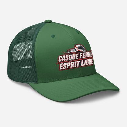 Casquette Trucker, brodée « Casque fermé, esprit libre », vue de trois quarts, image 60