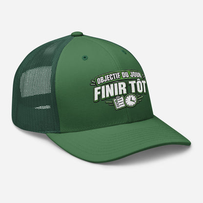 Casquette Trucker, brodée « Objectif du jour, finir tôt », vue de trois quarts, image 60