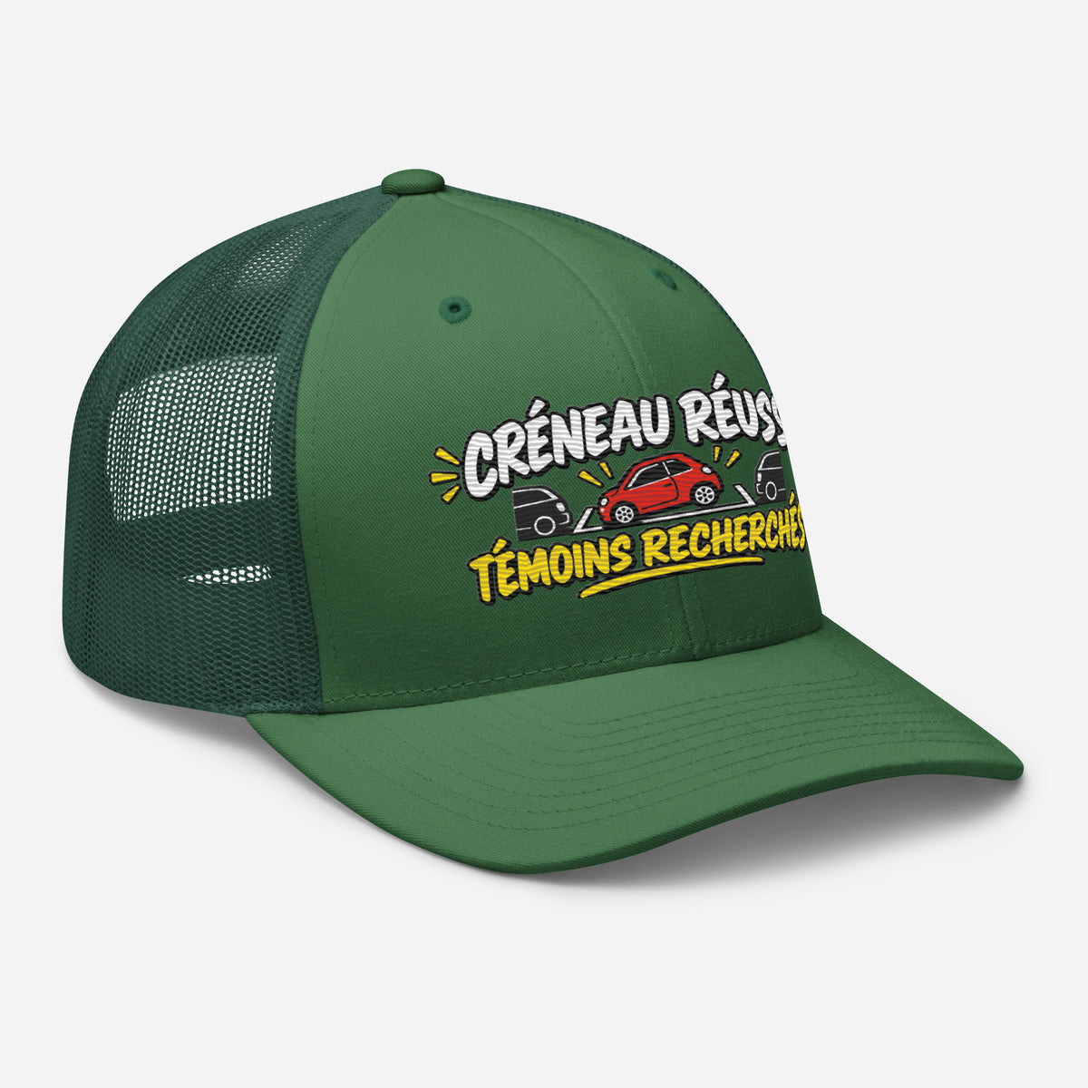 Casquette Trucker, brodée « Créneau réussi, Témoins recherchés », vue de trois quarts, image 61
