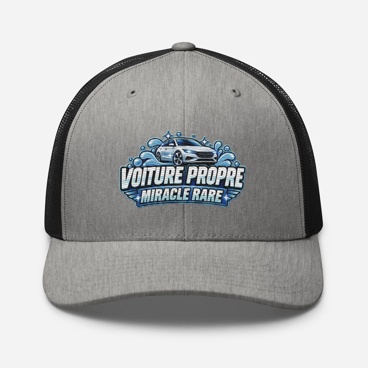 Casquette Trucker, brodée « Voiture propre, miracle rare », en Noir, vue de face, image 69