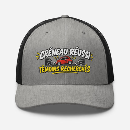 Casquette Trucker, brodée « Créneau réussi, Témoins recherchés », en Noir, vue de face, image 69
