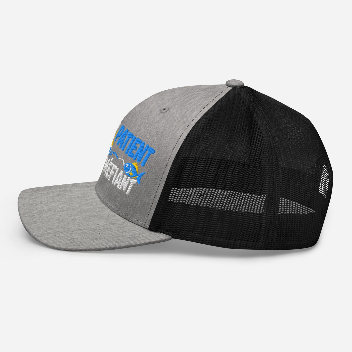 Casquette Trucker, brodée « Pêcheur patient, poisson méfiant », en Noir, image 70