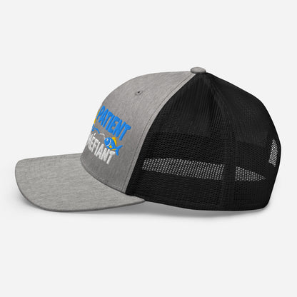 Casquette Trucker, brodée « Pêcheur patient, poisson méfiant », en Noir, image 70