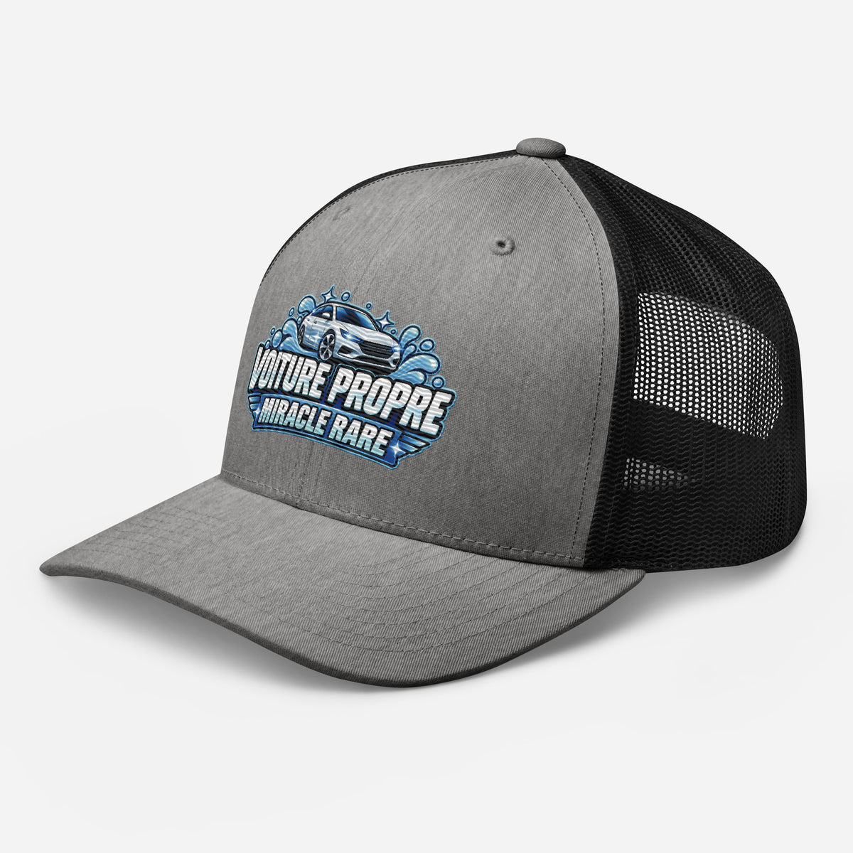 Casquette Trucker, brodée « Voiture propre, miracle rare », en Noir, vue de trois quarts, image 71