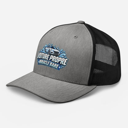 Casquette Trucker, brodée « Voiture propre, miracle rare », en Noir, vue de trois quarts, image 71