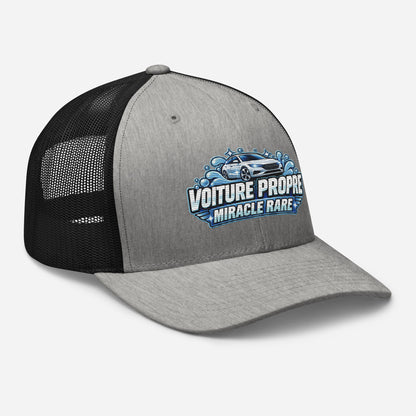 Casquette Trucker, brodée « Voiture propre, miracle rare », en Noir, vue de trois quarts, image 73
