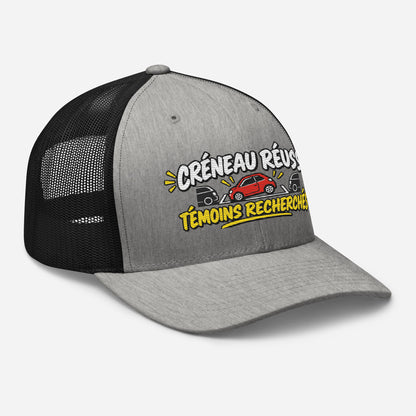 Casquette Trucker, brodée « Créneau réussi, Témoins recherchés », en Noir, vue de trois quarts, image 73