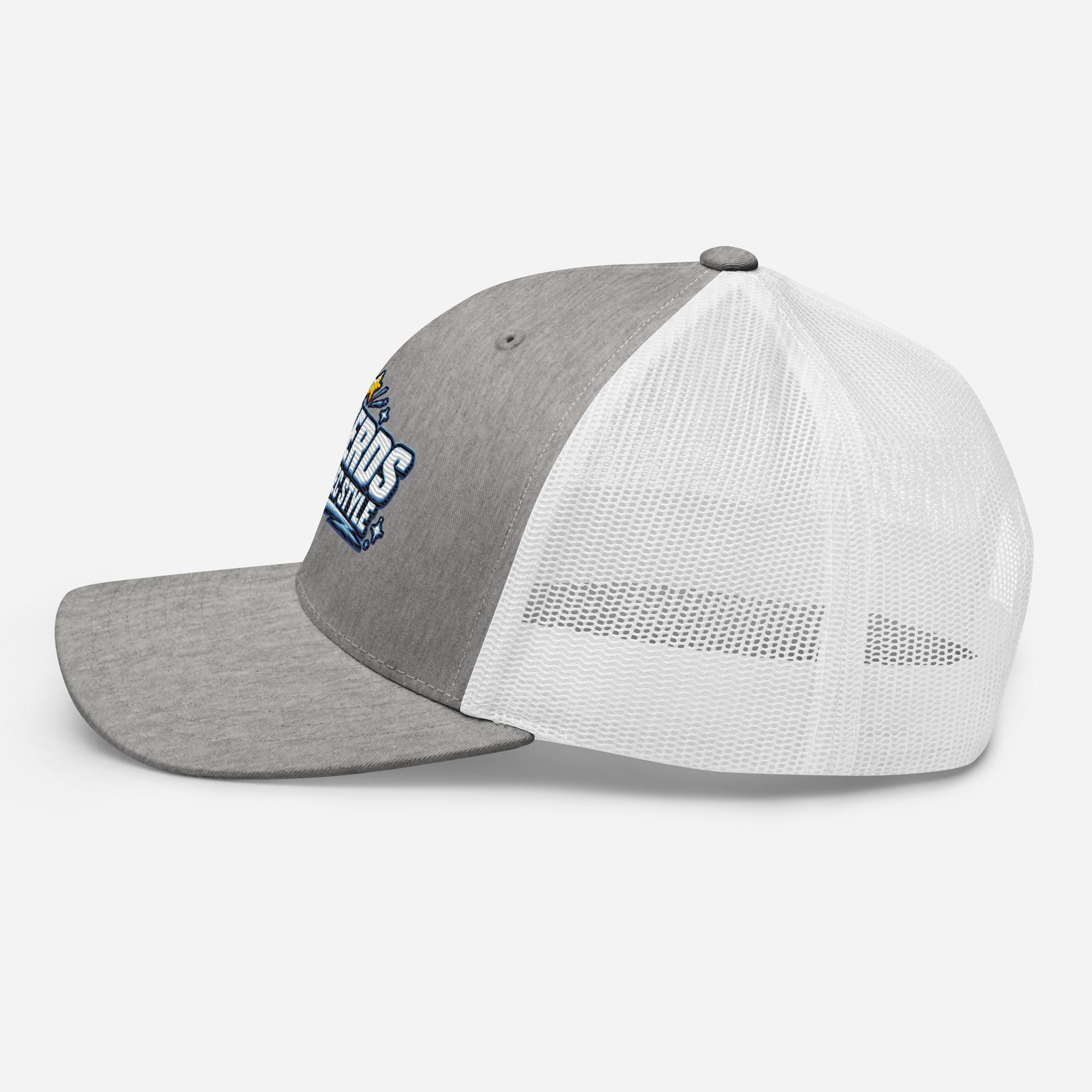 Casquette Trucker, brodée « Je perds mais avec style », en Heather Grey/White, image 75