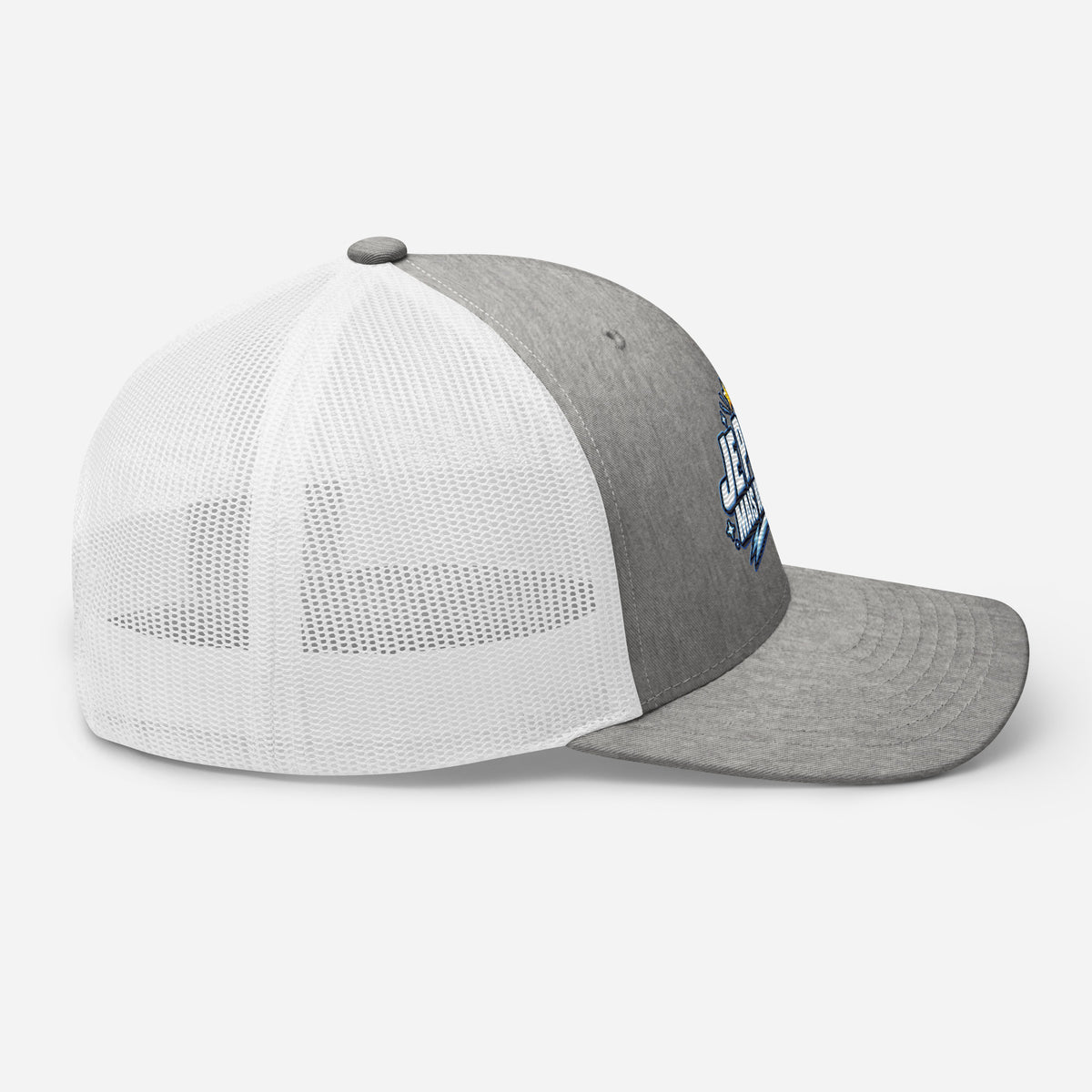 Casquette Trucker, brodée « Je perds mais avec style », en Heather Grey/White, image 77