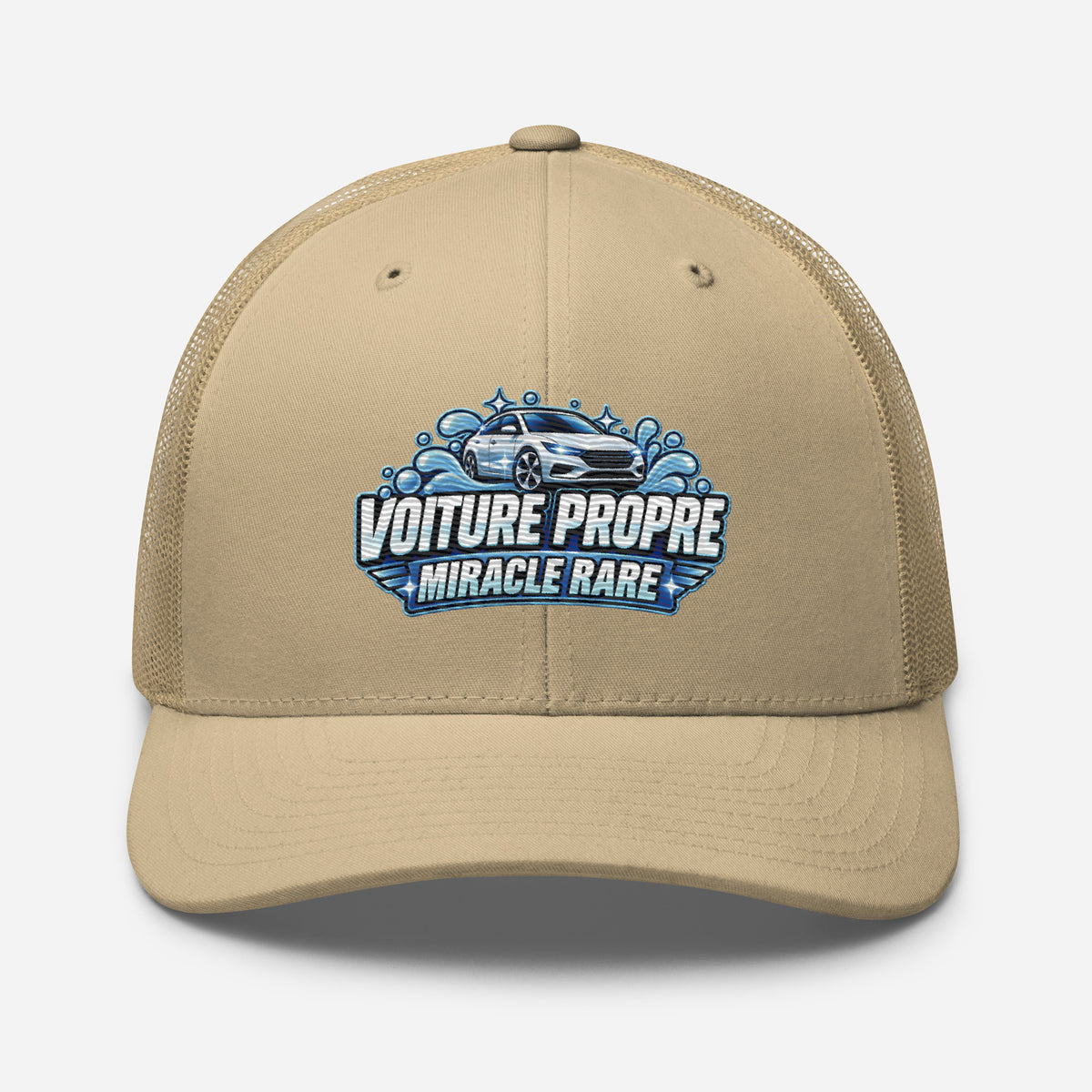Casquette Trucker, brodée « Voiture propre, miracle rare », en Kaki, vue de face, image 86