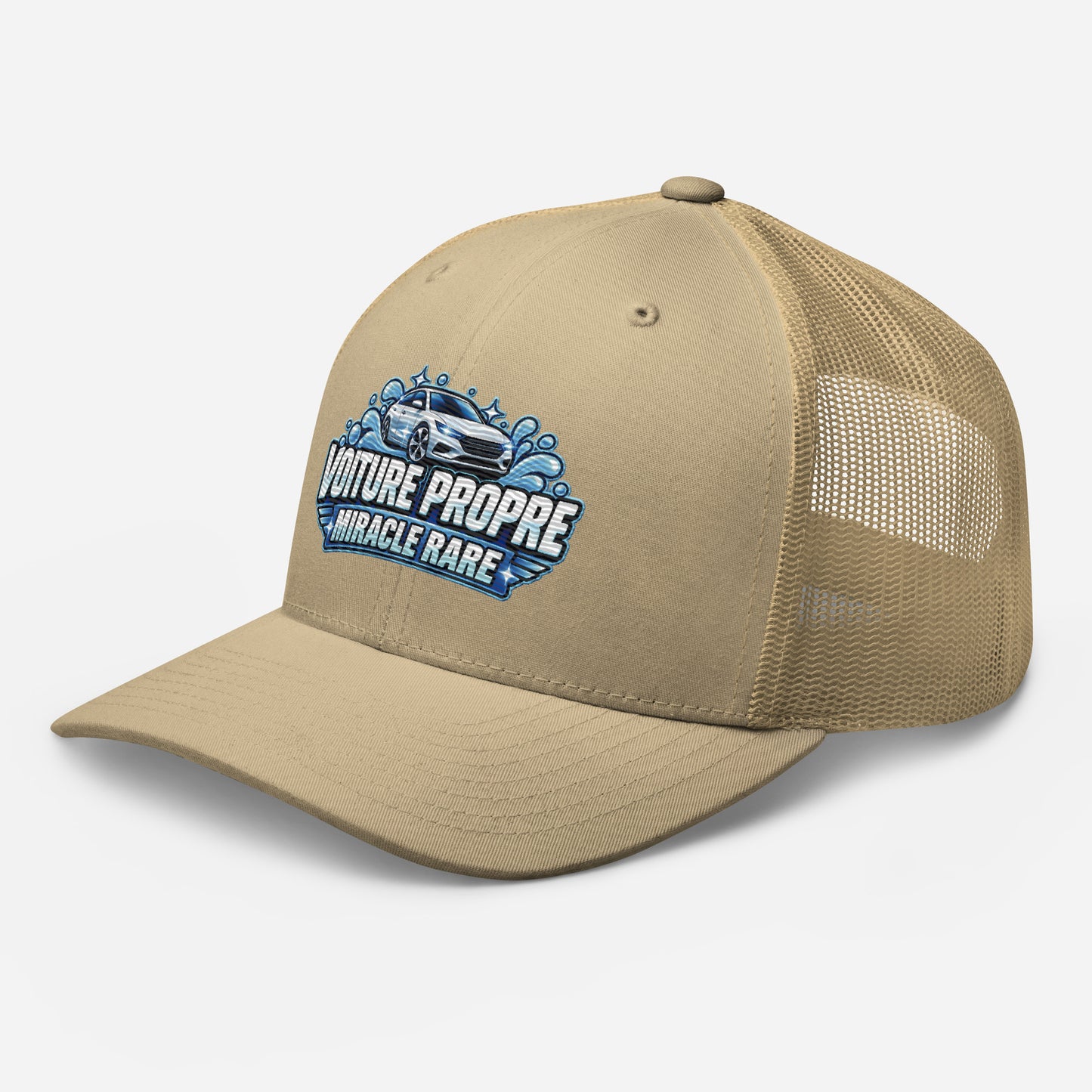 Casquette Trucker, brodée « Voiture propre, miracle rare », en Kaki, vue de trois quarts, image 88