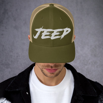 Casquette Trucker de couleur verte et beige "Jeep"