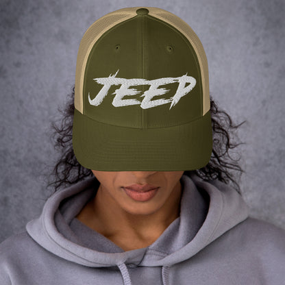 Casquette Trucker de couleur verte et beige "Jeep"